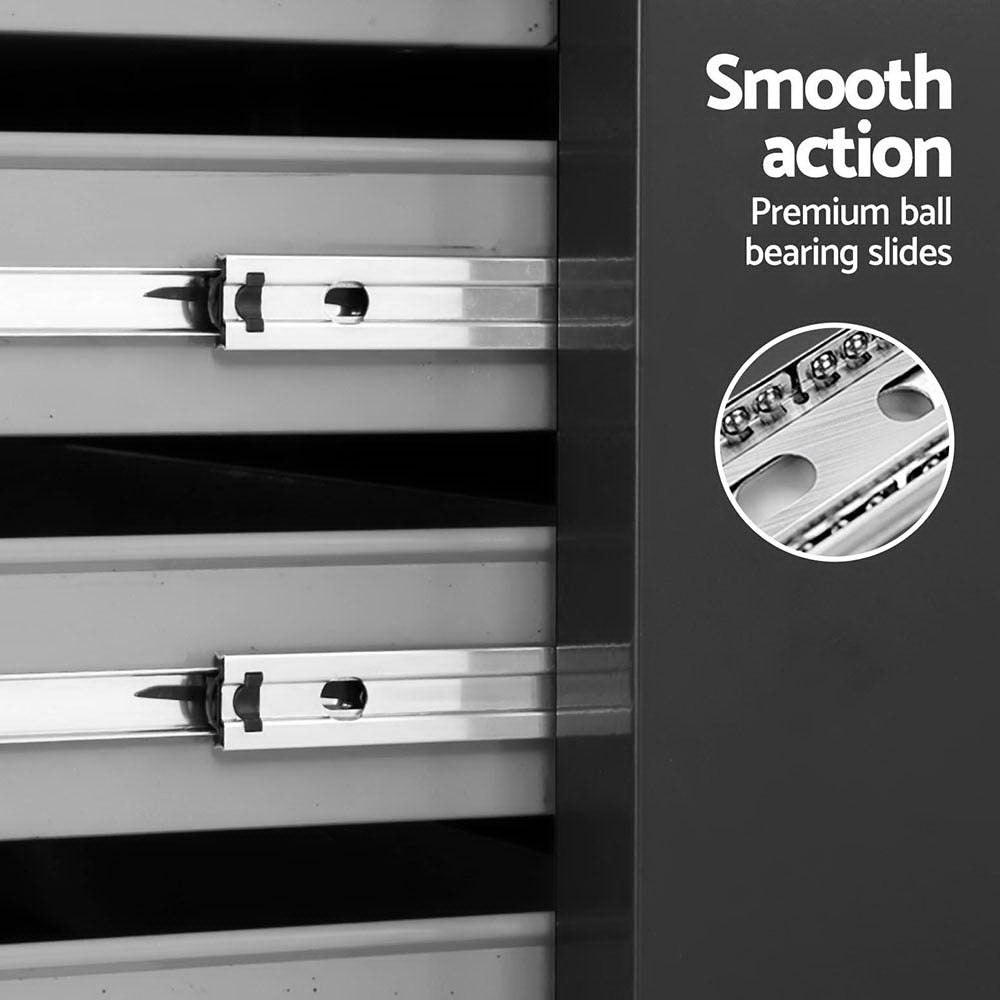 Giantz 15 Drawers Tool Chest Trolley Toolbox 2-in-1 Storage Black& Grey