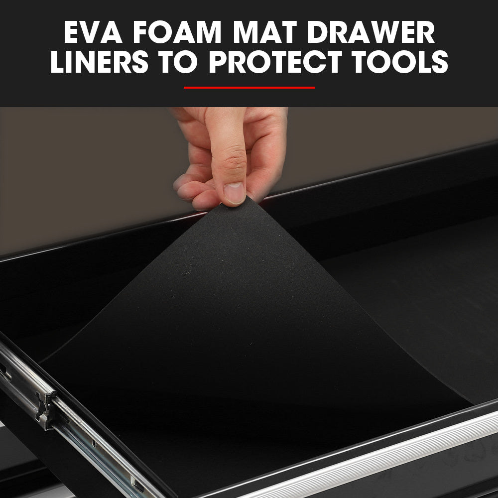 BULLET Pro 7 Drawer Tool Box Cabinet Trolley Storage, Toolbox Garage Organiser Set, Black