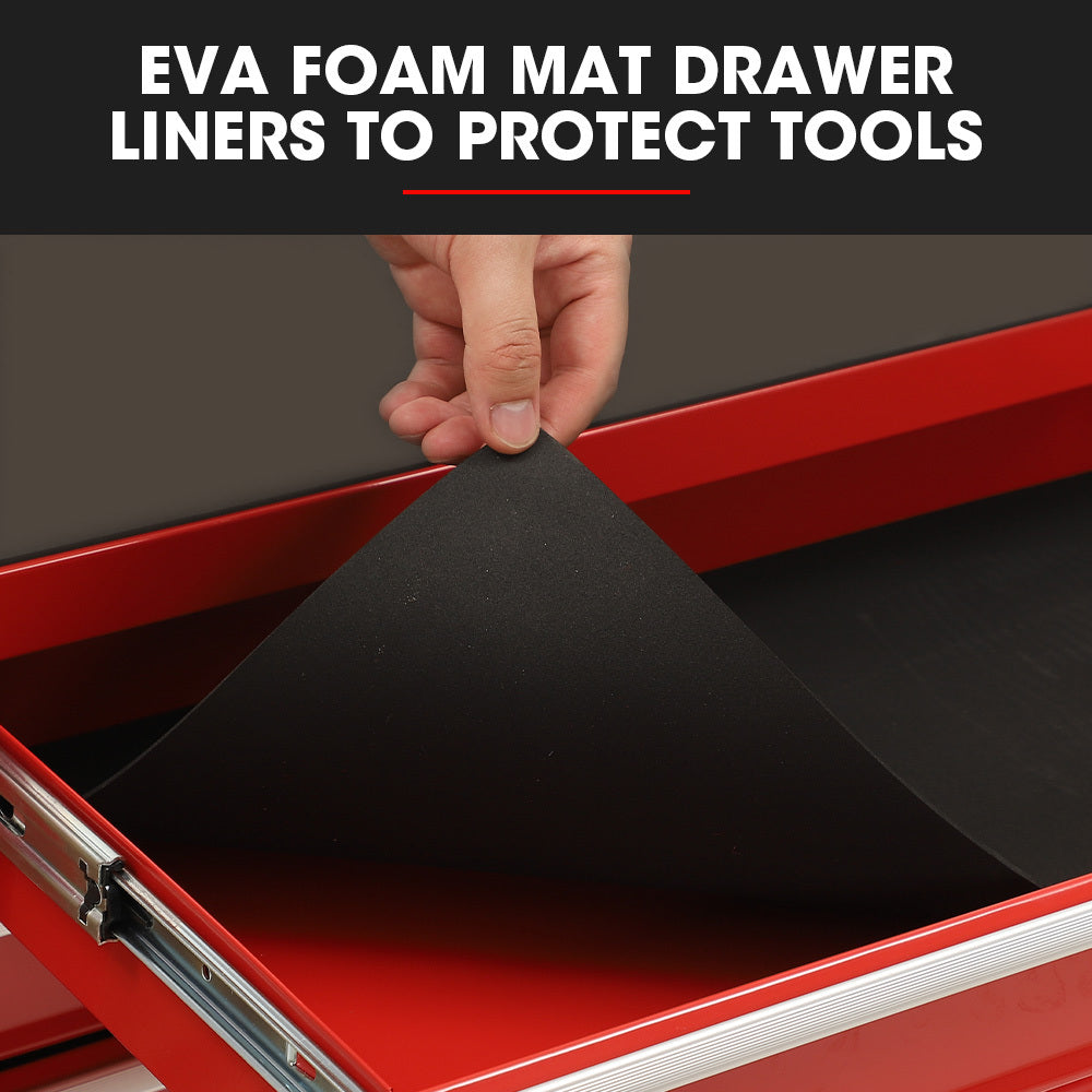 BULLET Pro 7 Drawer Tool Box Cabinet Trolley Storage, Toolbox Garage Organiser Set, Red