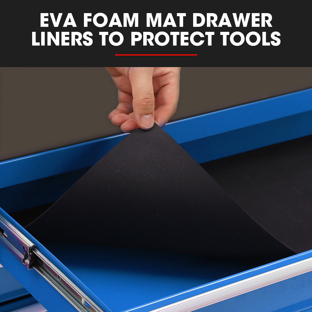 Bullet Pro 3 Drawer Tool Box Cabinet Trolley Storage, with 1-Door Toolbox Garage Organiser Set, Blue